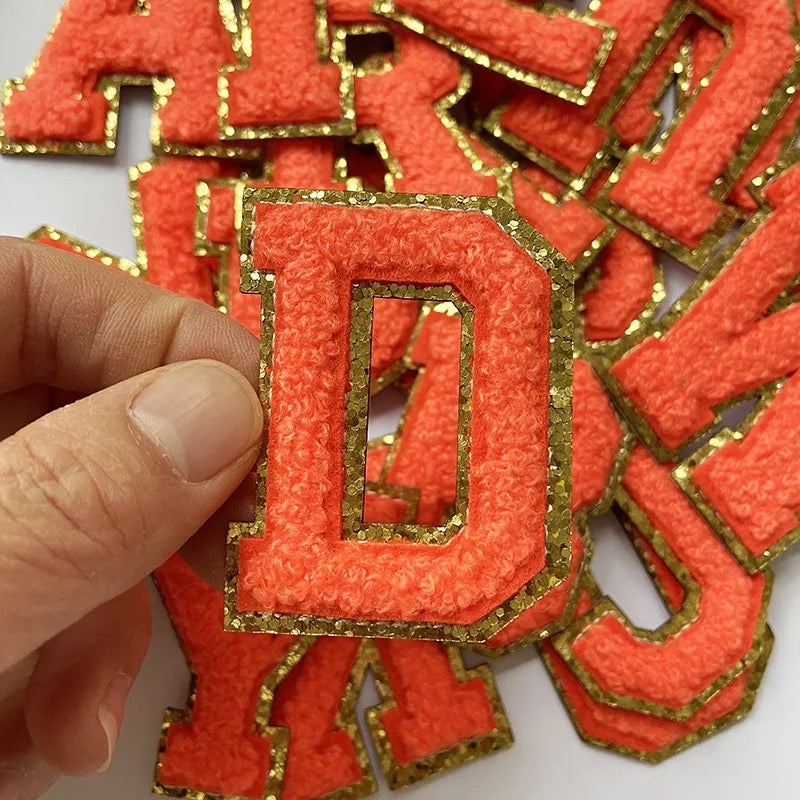 5CM Chenille Letters Adhesive Stickers - Orange