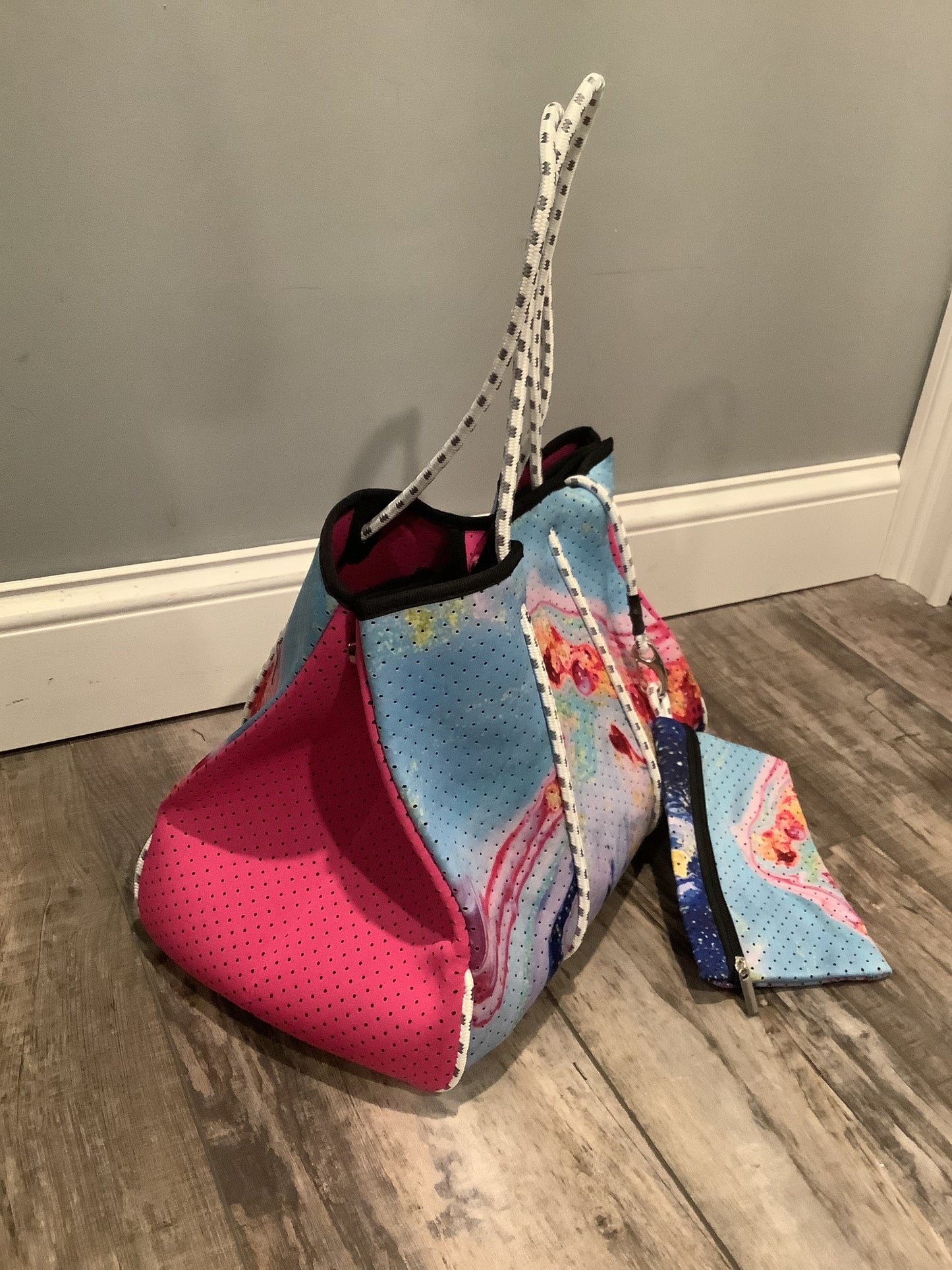 Hot Pink Mix Geode Neoprene Tote