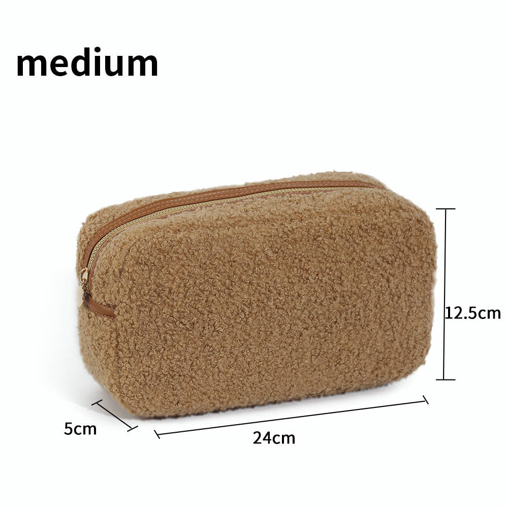 Tan Teddy Sherpa Cosmetic Pouches - Assorted Sizes