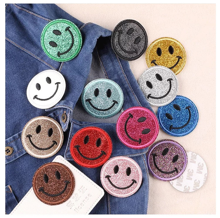 Glitter Smiley Face Stickers - Assorted Colors