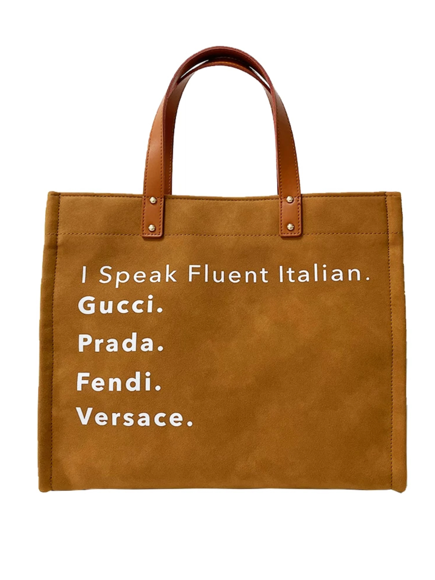 Speak Italian Vegan Leather Tote w/ Strap - Camel or Black