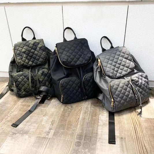 Quilted Nylon Backpack - Assorted Colors