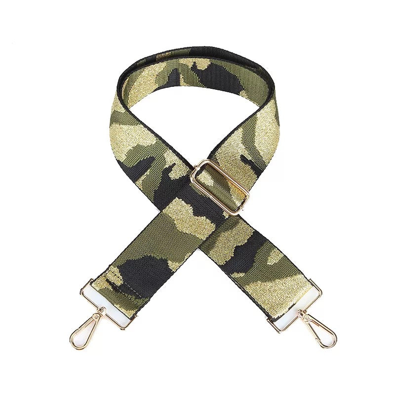 CAMOUFLAGE ADJUSTABLE BAG STRAP - ARMY GREEN/BLACK/GOLD