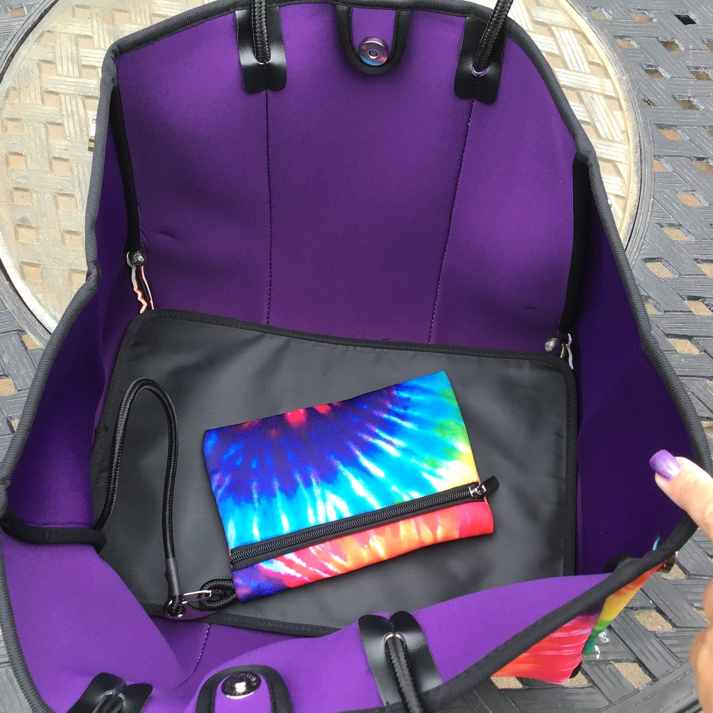 Rainbow Tiedye Neoprene tote 🌈