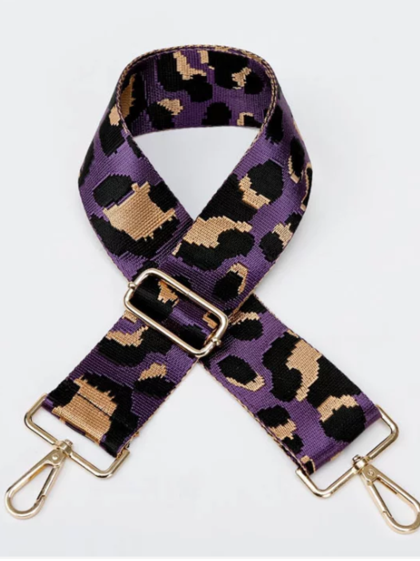 ADJUSTABLE ANIMAL PRINT BAG STRAP - PURPLE LEOPARD