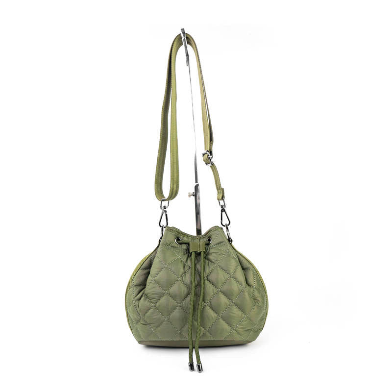 Quilted Puffer Bucket Bag - Tan, Black or Olive