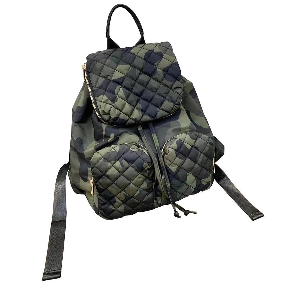 Quilted Nylon Backpack - Assorted Colors