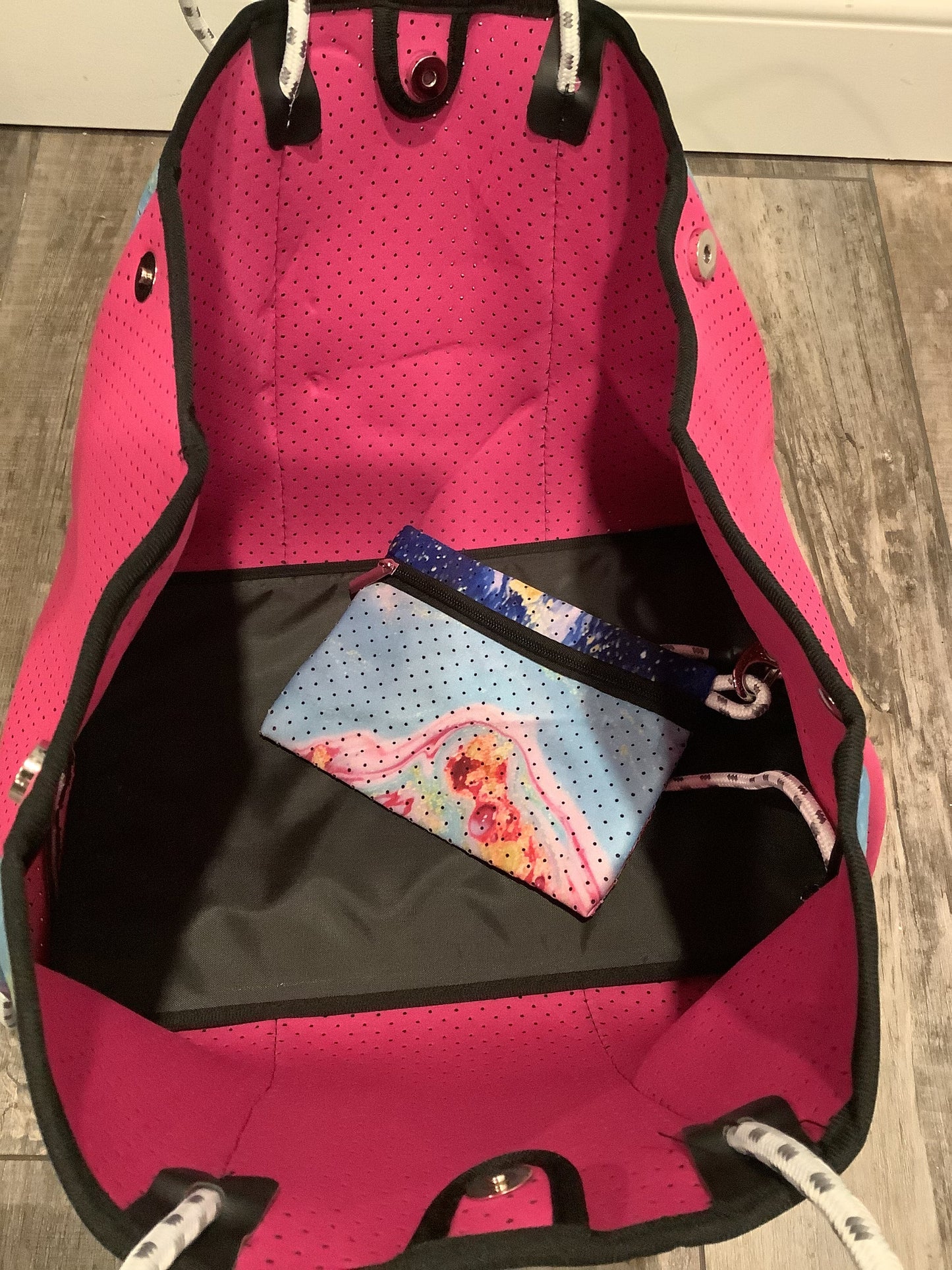 Hot Pink Mix Geode Neoprene Tote