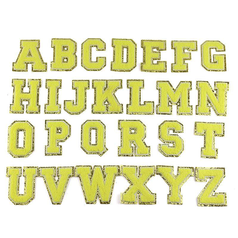 2 Inch Chenille Letters Adhesive Stickers - Yellow