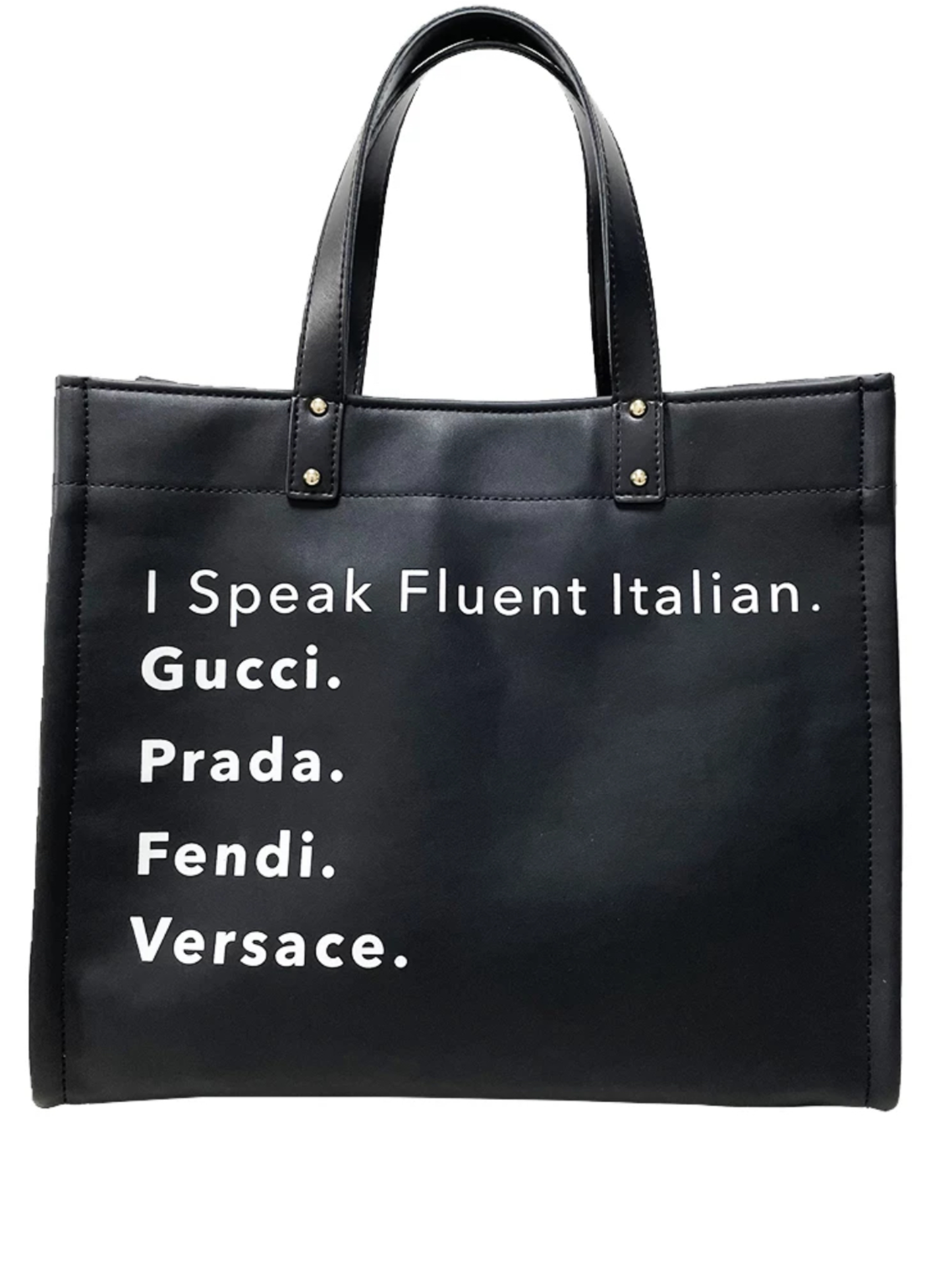 Speak Italian Vegan Leather Tote w/ Strap - Camel or Black