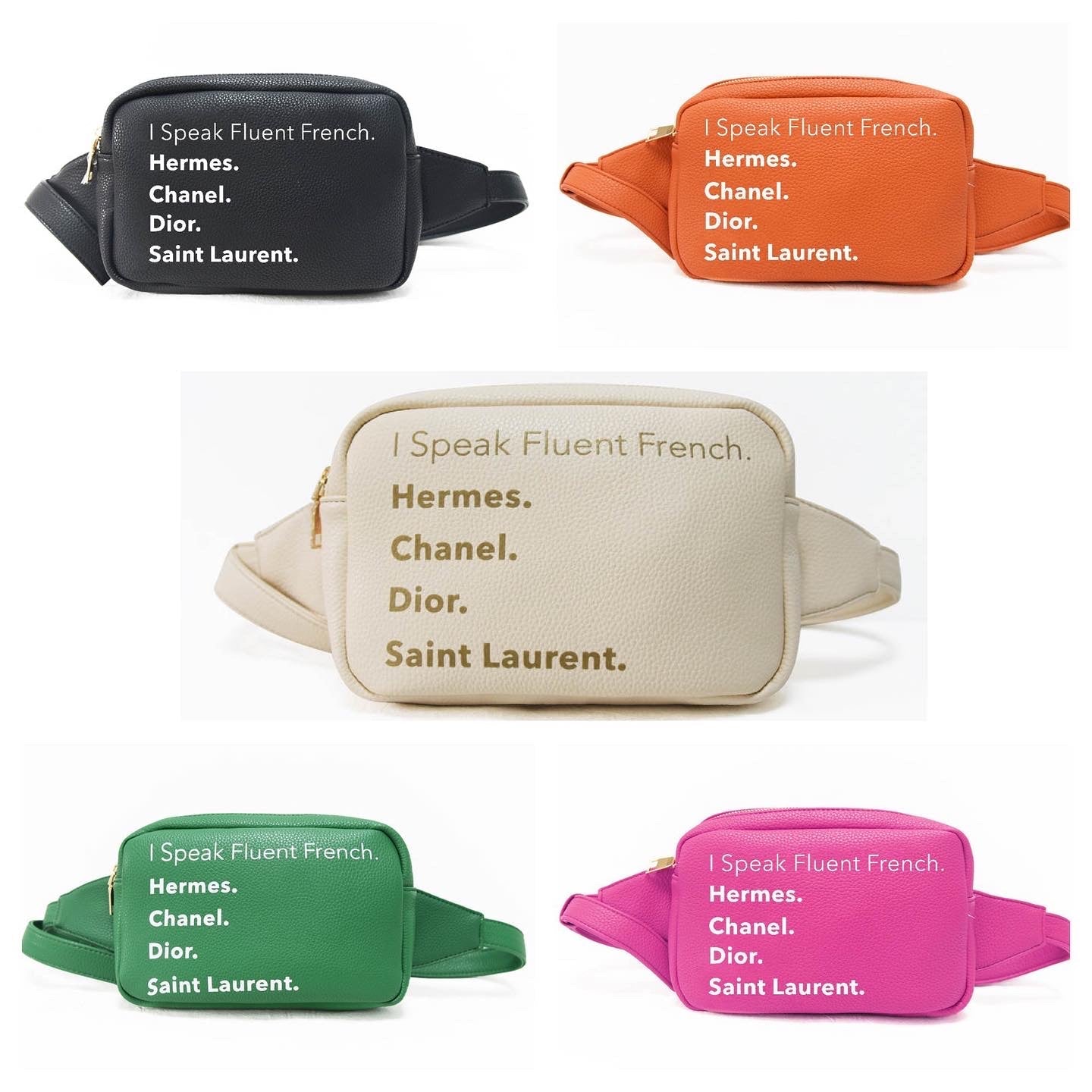 Buy wholesale Green 'I Speak Fluent French' Mini Top Handle Tote Bag