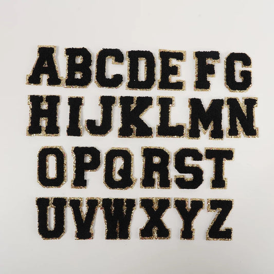 2 Inch Chenille Letters Adhesive Stickers - Black