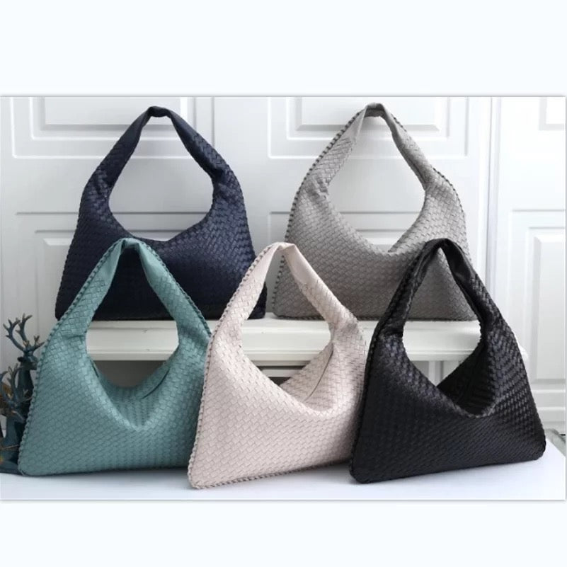 Soft Braided Weaved Vegan Leather Hobo Bag - Assorted Colors