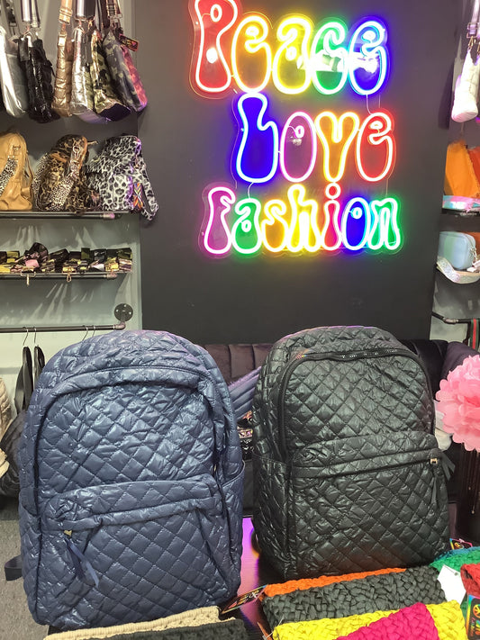 Quilted Backpack - Black or Navy