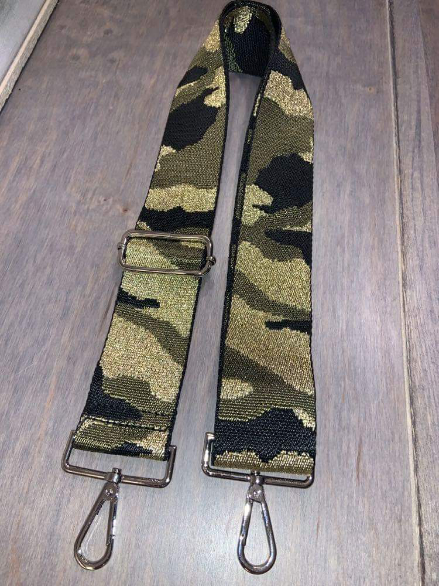 CAMOUFLAGE ADJUSTABLE BAG STRAP - ARMY GREEN/BLACK/GOLD