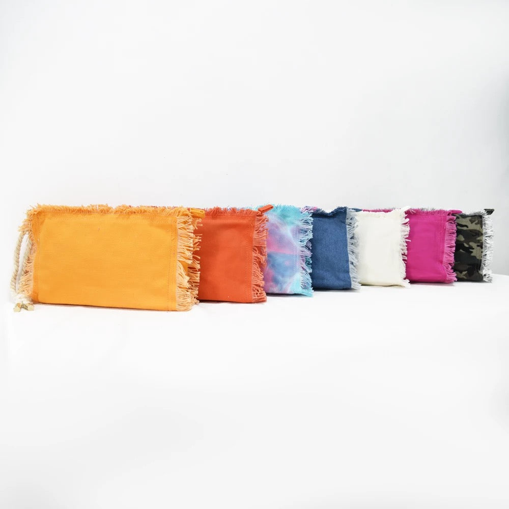 Canvas Fringe Clutch - Assorted Colors