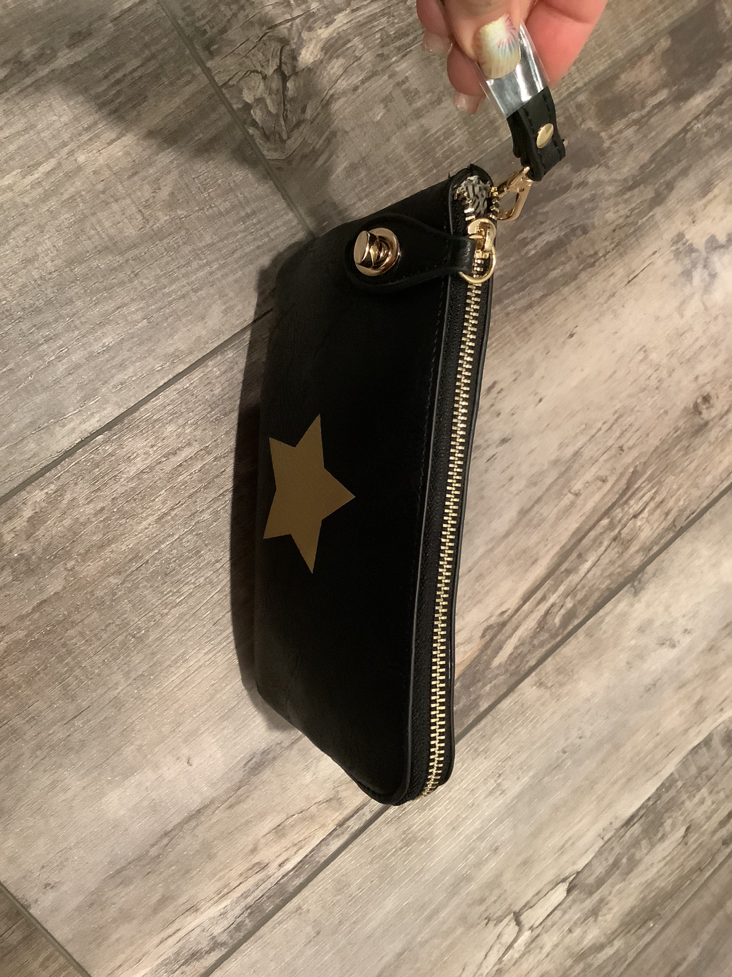 Star Vegan Leather Clutch/Crossbody Bag - Black 🖤