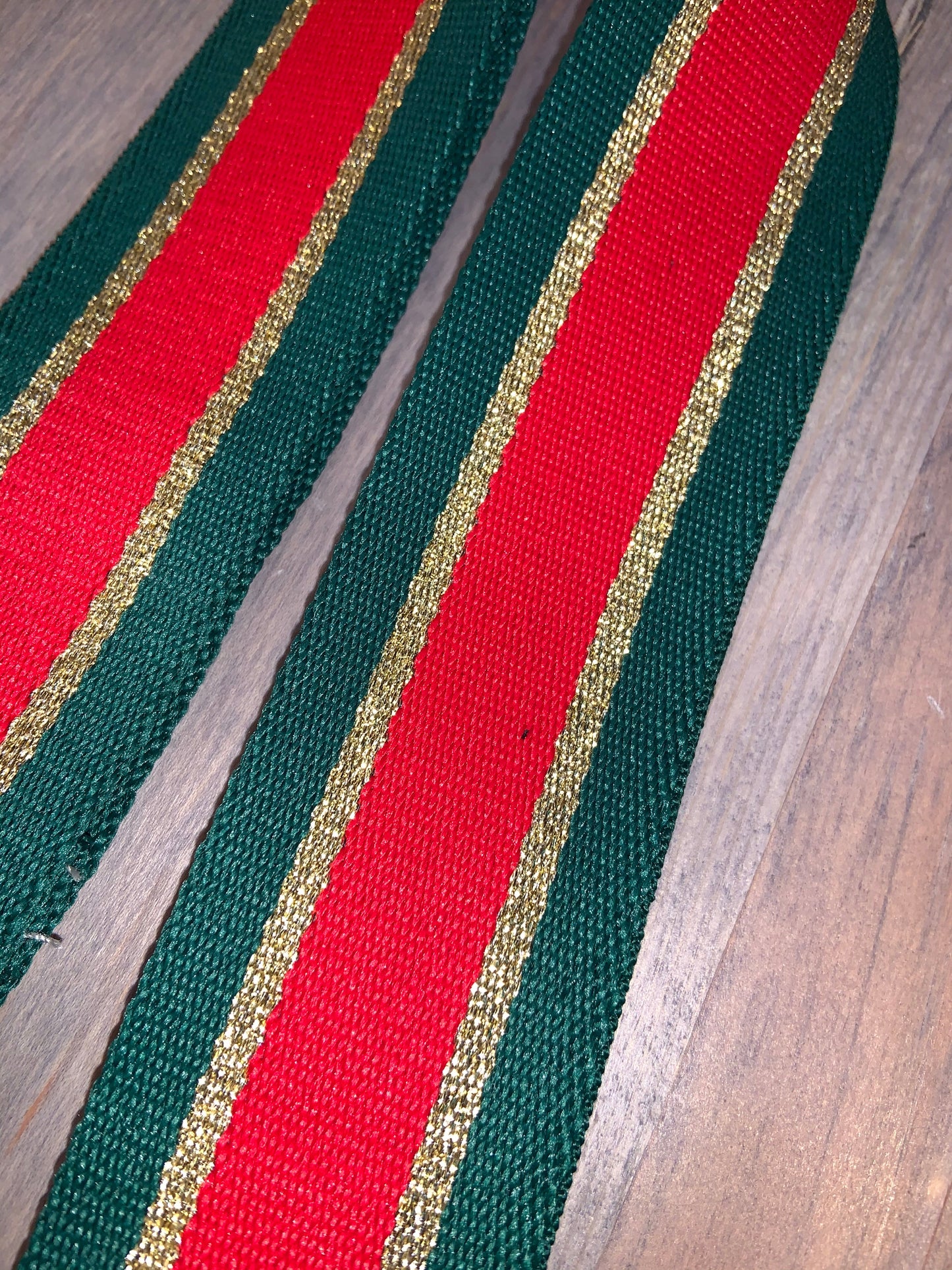 💚❤️ Green/Red/Metallic Gold Stripe 2” Adjustable Handbag Strap