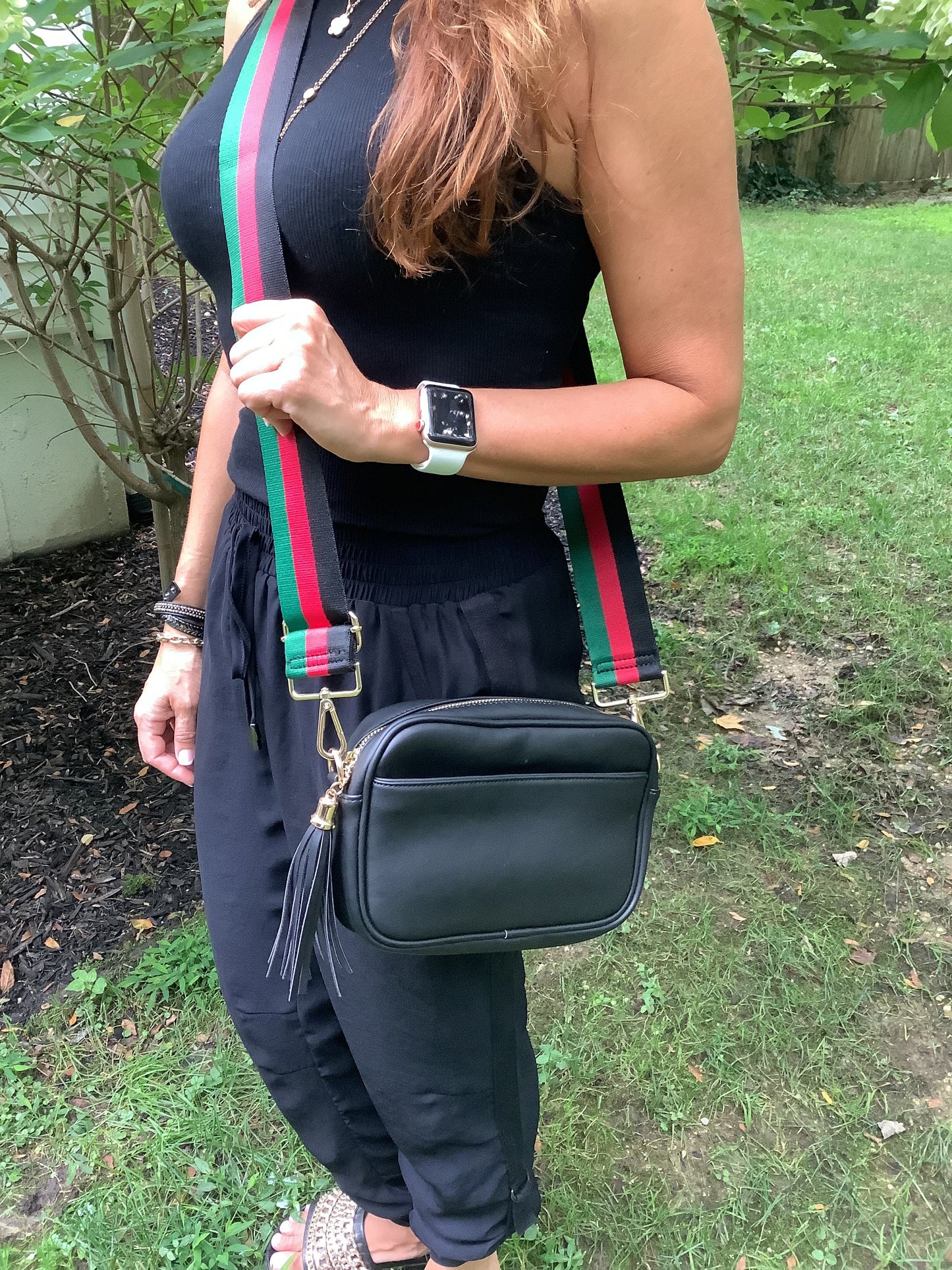 Black Vegan Leather Square Crossbody Bag