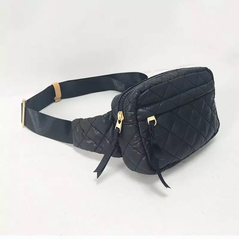 QUILTED BELT BAG FANNY BAG WAIST BAG - BLACK OR NAVY