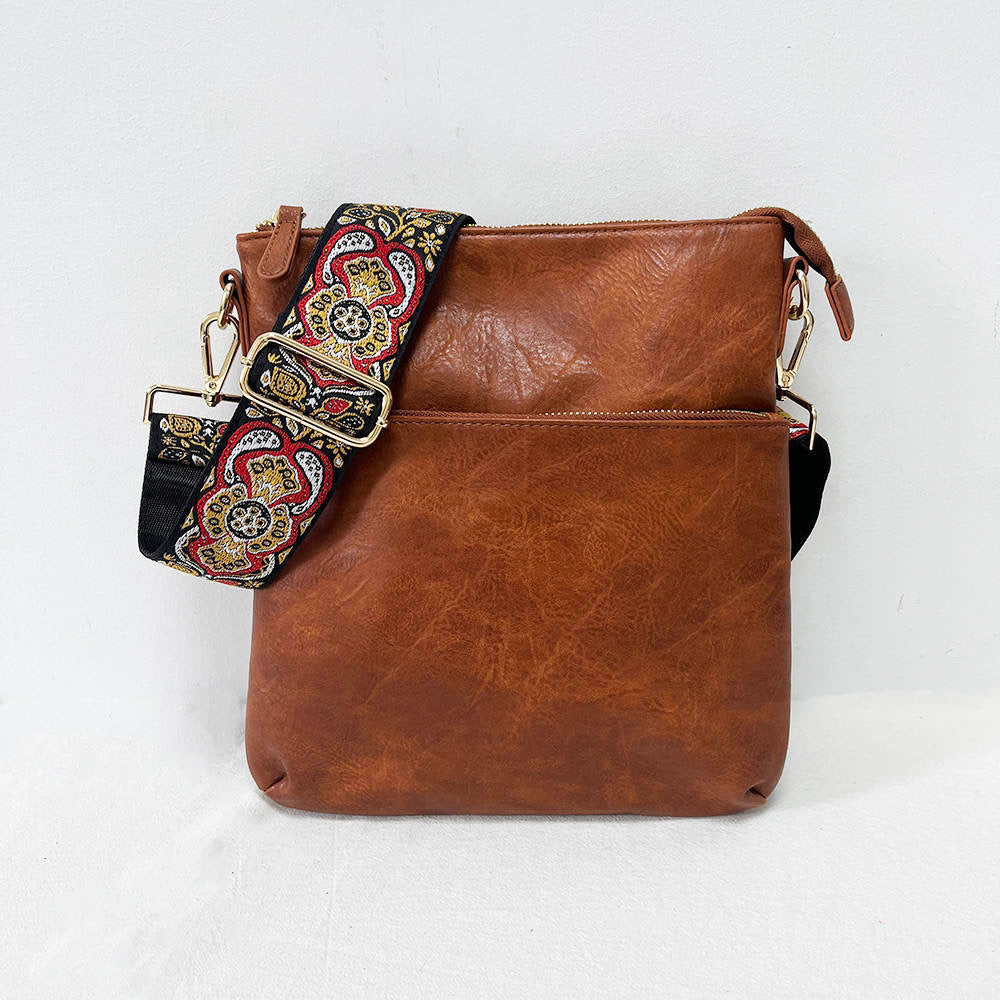 Vintage Vegan Leather Crossbody - Black or Camel