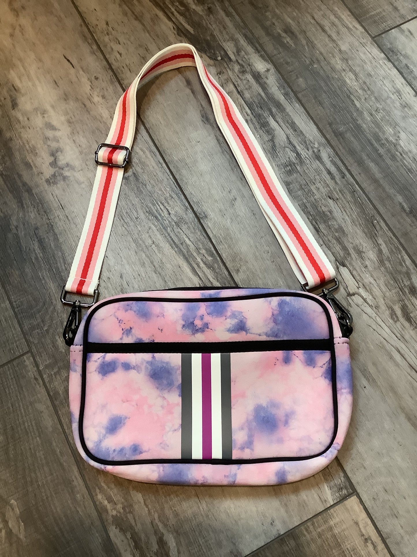 Pink & Purple Tiedye Neoprene Crossbody Bag