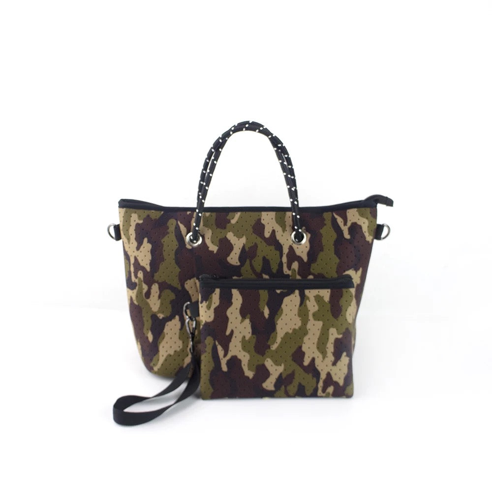 Army/Brown Camo Mini Cross Shoulder Neoprene Bag