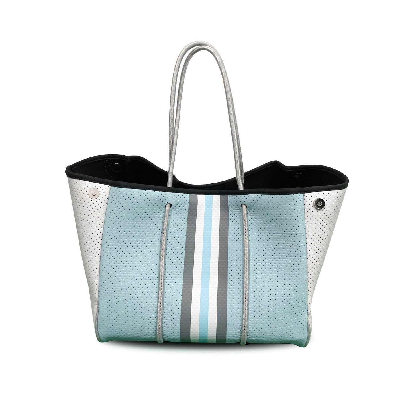 Powder Blue Neoprene Tote with Stripe