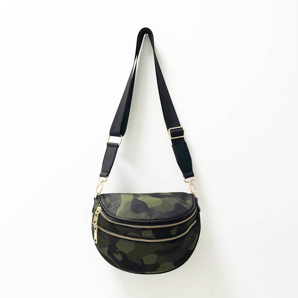 Nylon Fanny Pack/ Sling Bag - Black or Army Camo