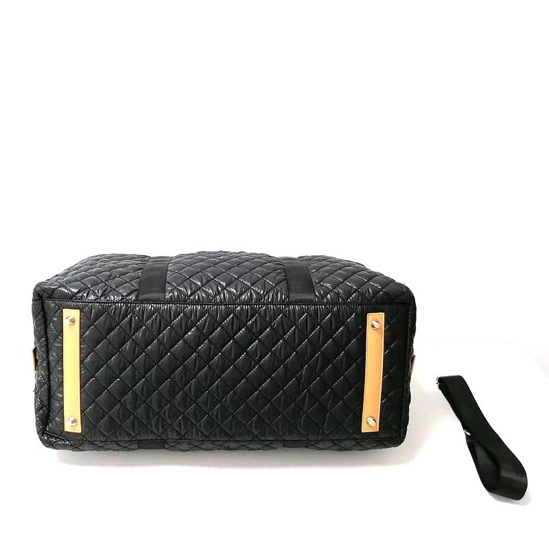 Quilted Nylon Weekender Duffle Bag - Black