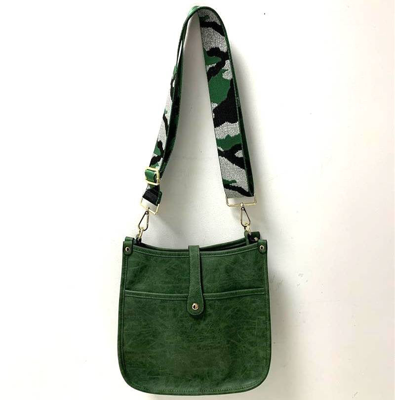 Green Vintage Vegan Leather Messenger Bag