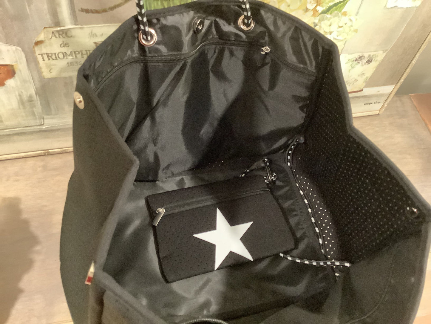 Black Neoprene Tote with Star ⭐️