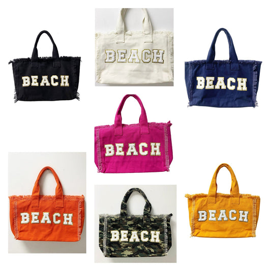 Beach Fringe Canvas Tote Bag - Assorted Colors