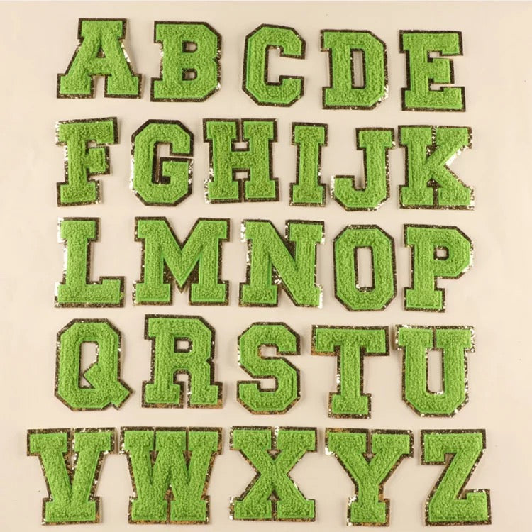 2 Inch Chenille Letters Adhesive Stickers - Green