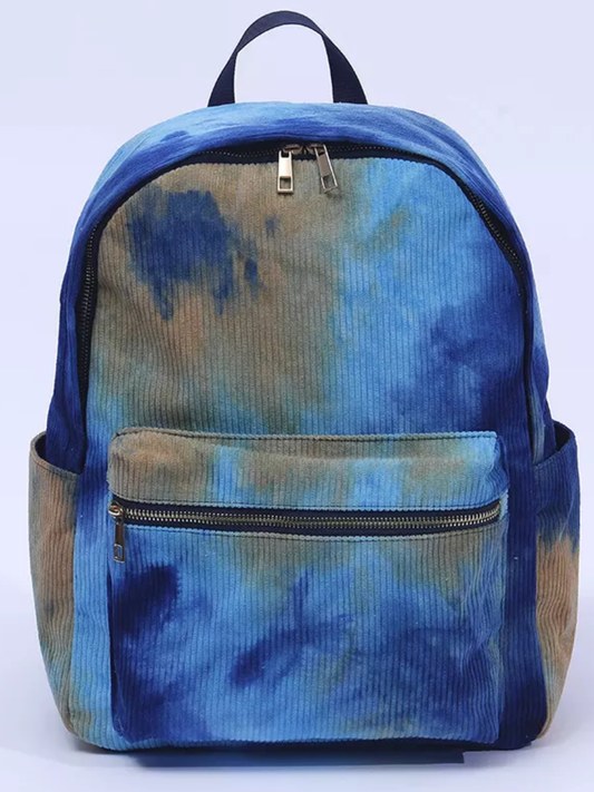 Corduroy Tie-dye Backpack - Ocean Blue