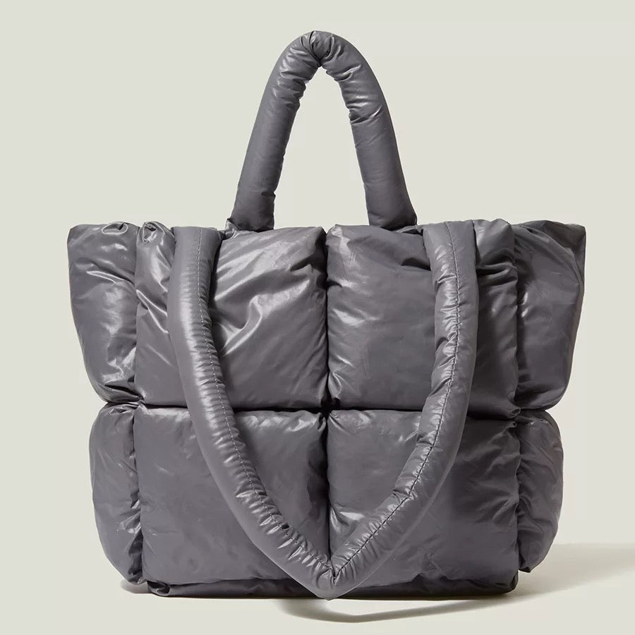 Quilted Puffer Tote Bag - Assorted Colors