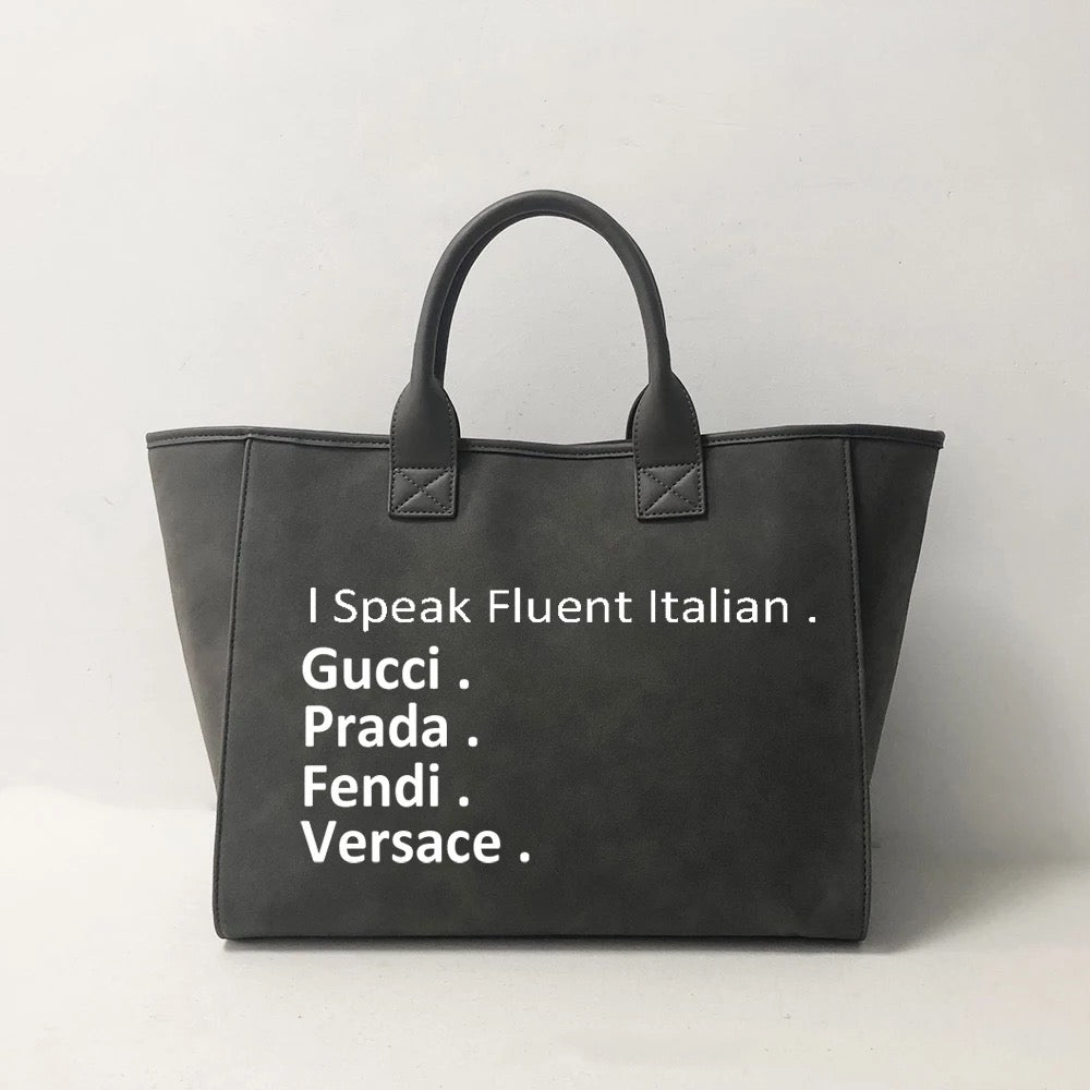 Nubuck Speak Italian Tote - Camel, Grey, Black