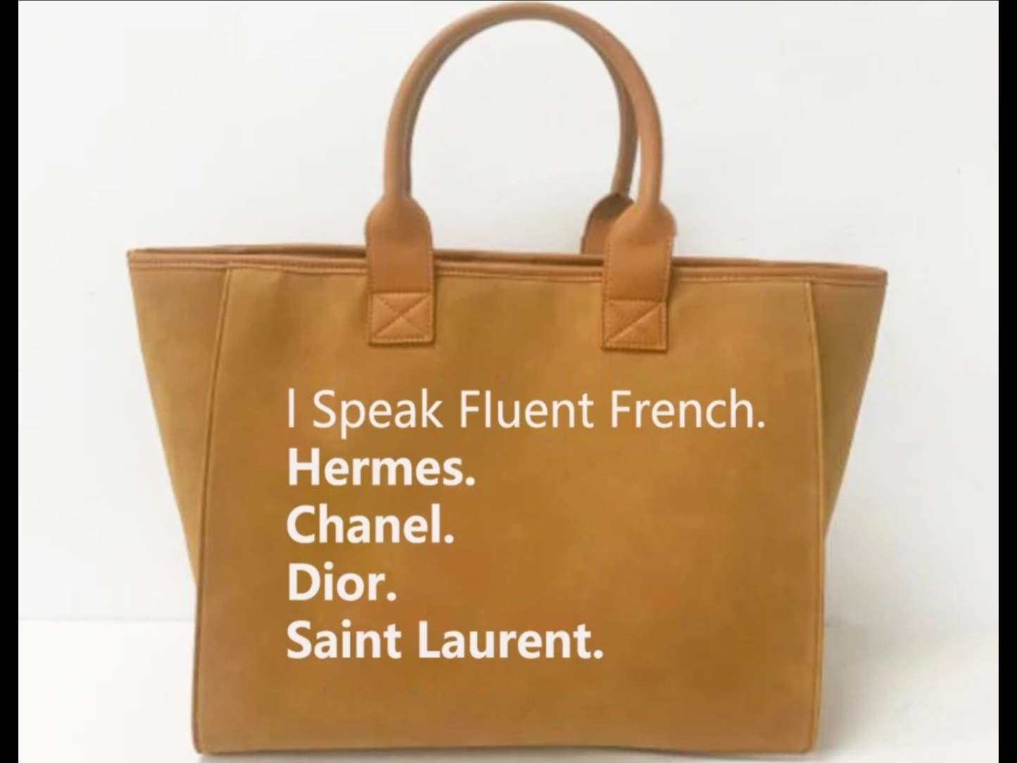 Speak French Tote - Camel, Grey, Black