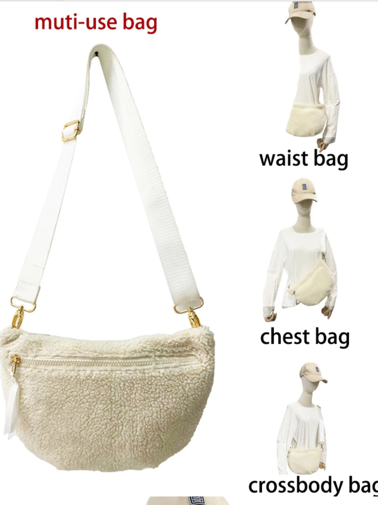 Sherpa Waist/Chest Bag - Black or Camel