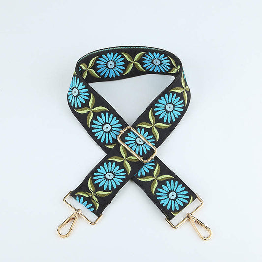 Turquoise Lime Floral Bag Strap