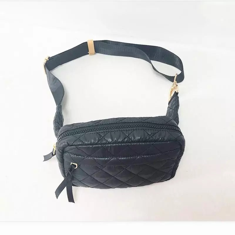 QUILTED BELT BAG FANNY BAG WAIST BAG - BLACK OR NAVY