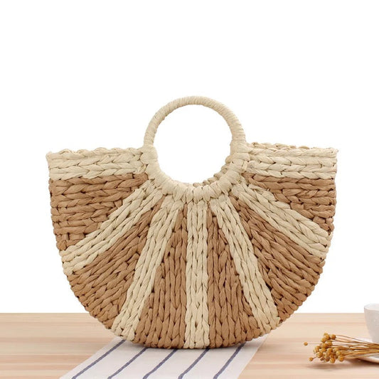 Handwoven Summer Beach Rattan Straw Bag