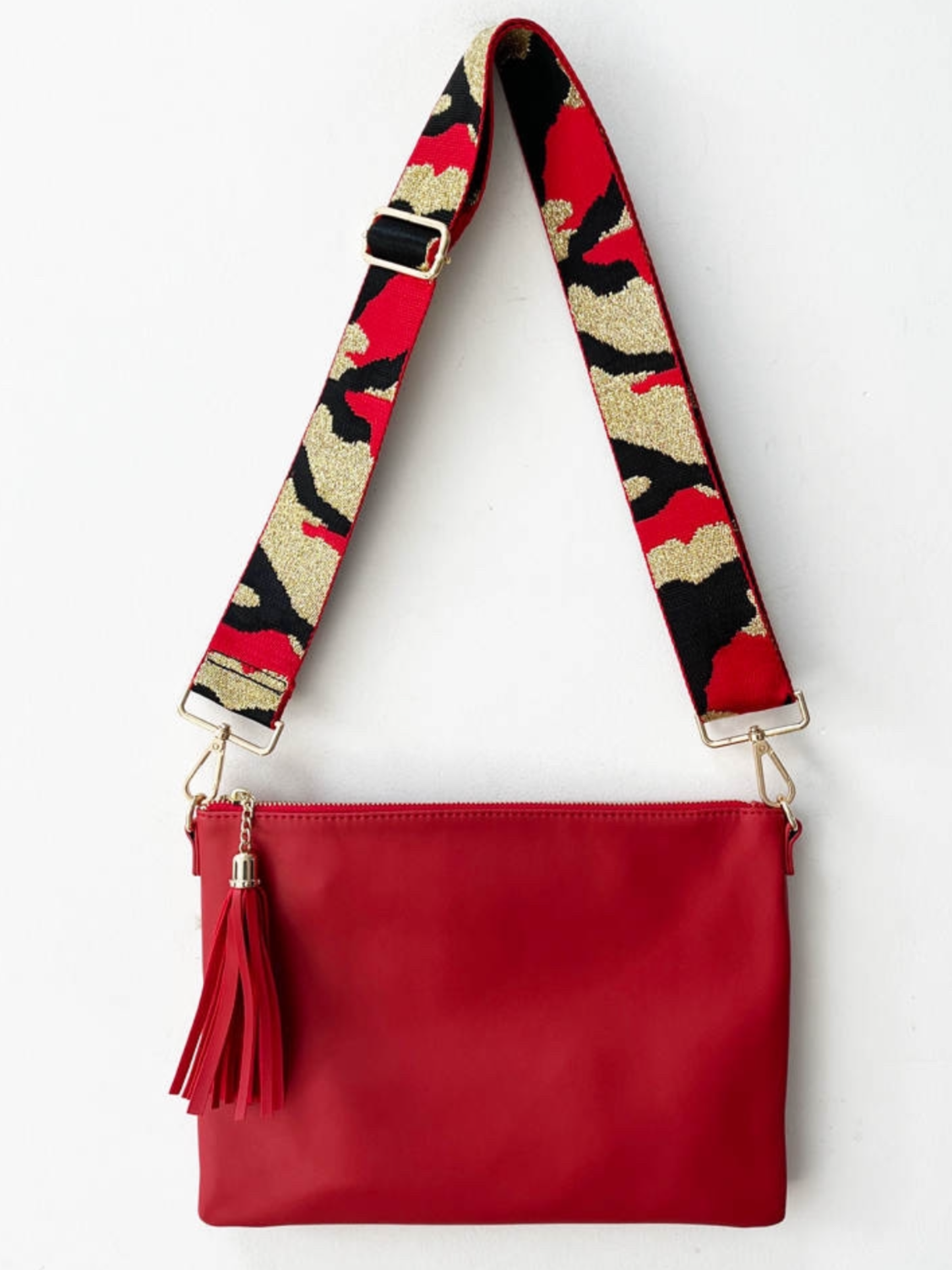 Solid Red Vegan Leather Clutch/ Crossbody