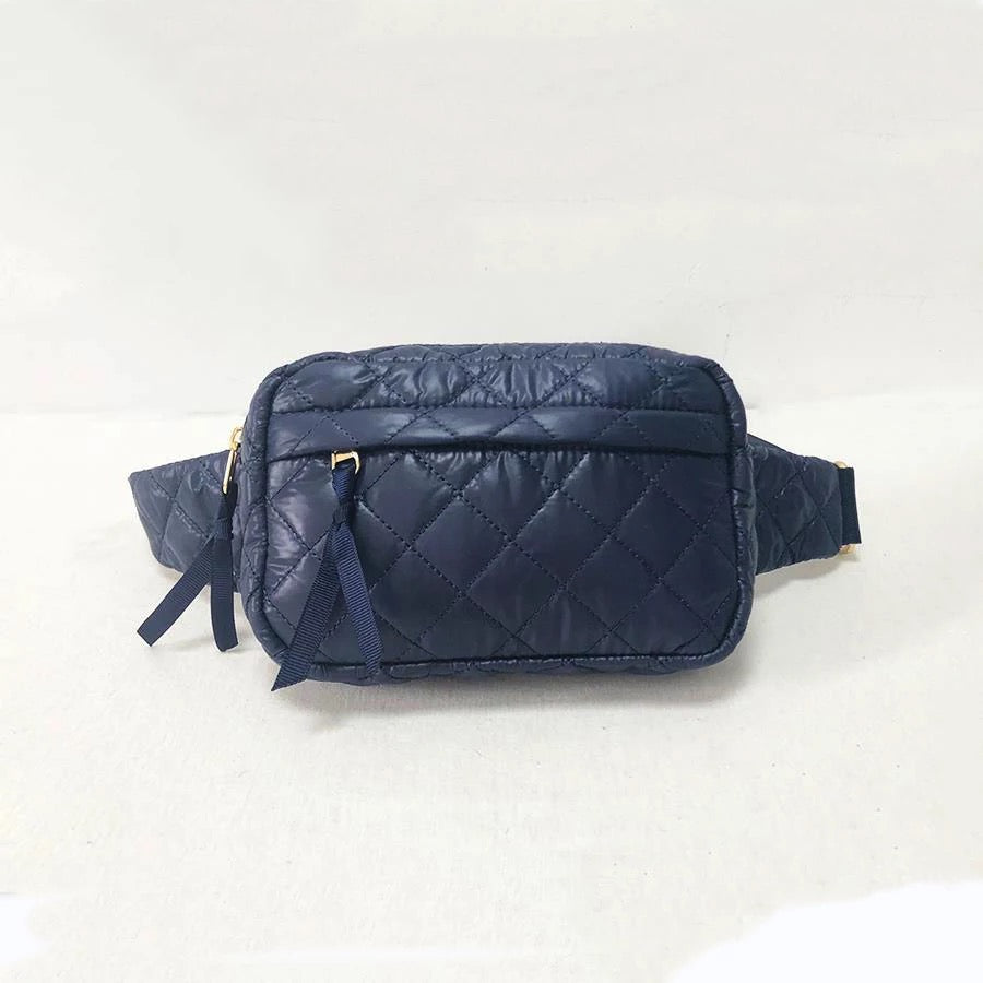 QUILTED BELT BAG FANNY BAG WAIST BAG - BLACK OR NAVY