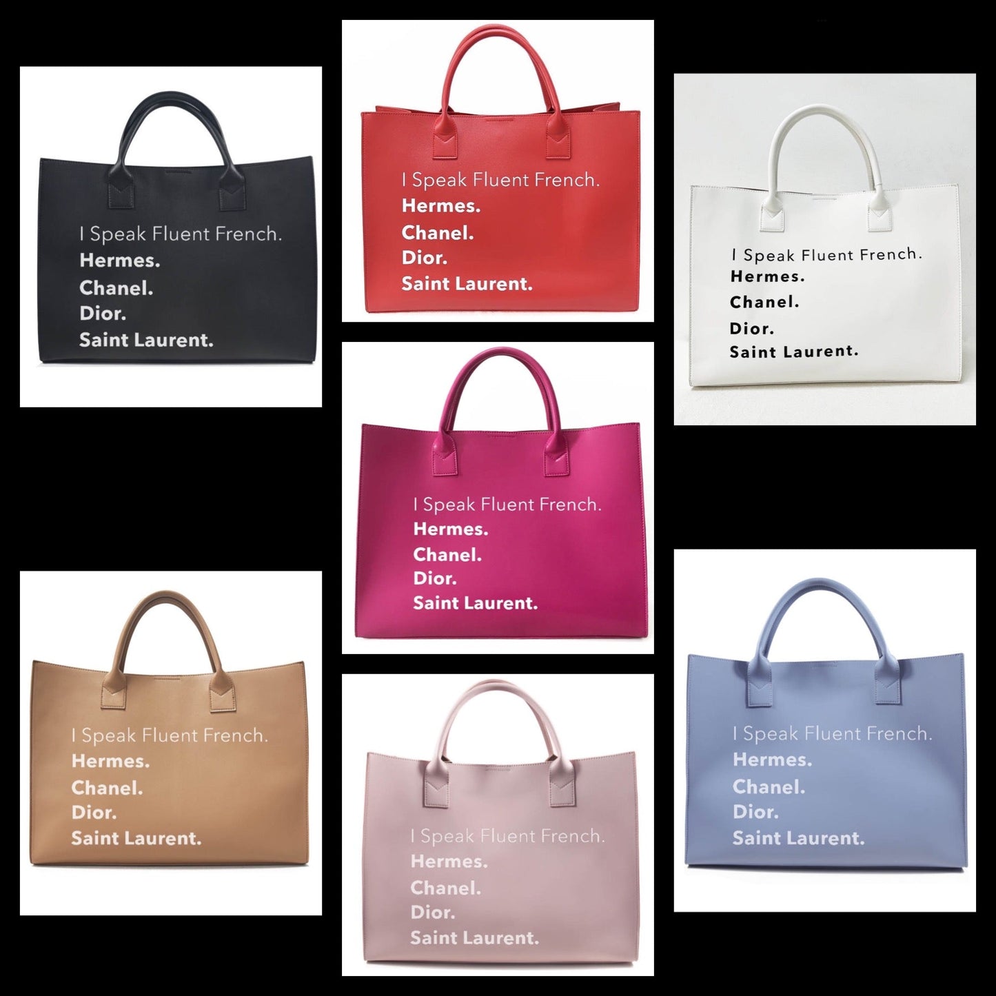 I Speak French Vegan Leather Tote - Assorted Colors