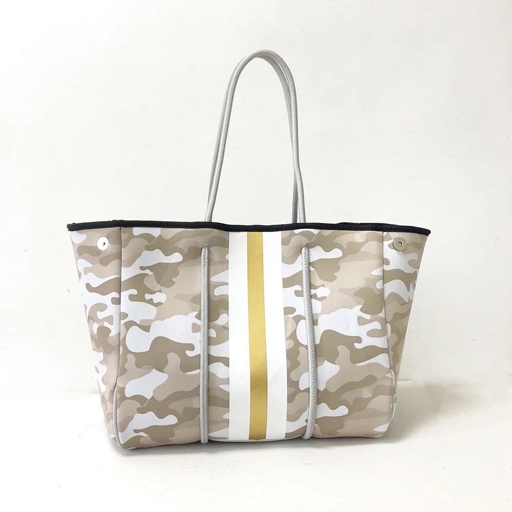 Beige Mix Camoflauge Neoprene Tote