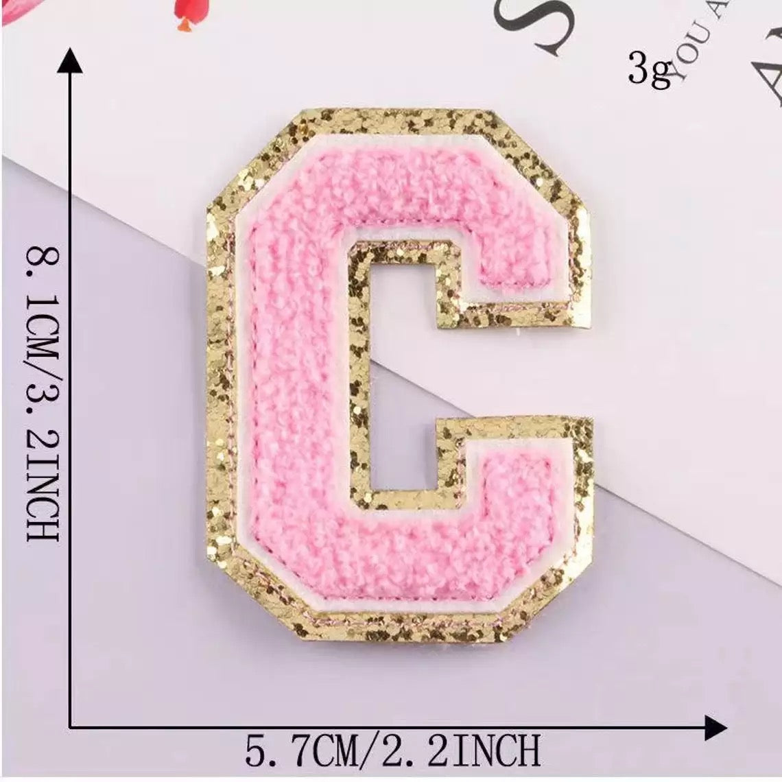 2 Inch Chenille Letters Adhesive Stickers - Hot Pink