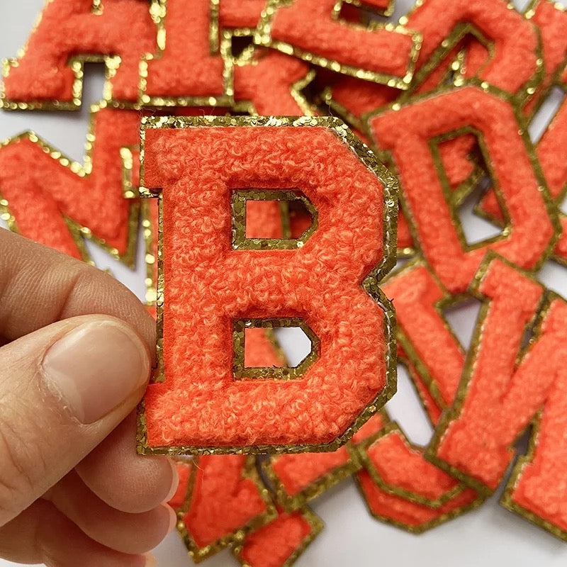 5CM Chenille Letters Adhesive Stickers - Orange