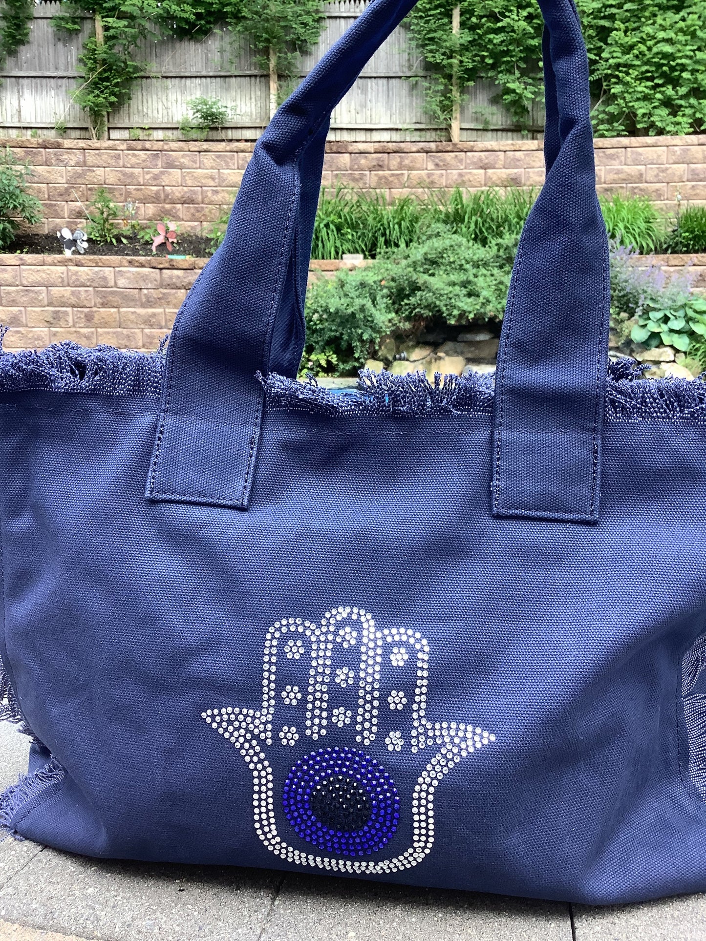 Hamsa Canvas Tote - Navy