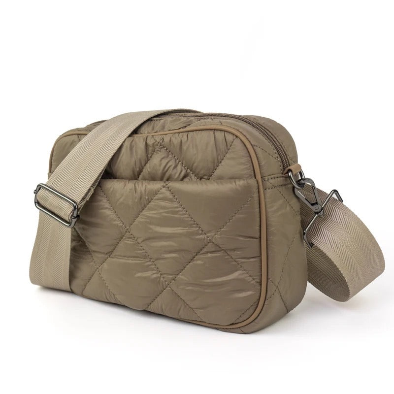 Quilted Puffer Crossbody - Tan, Black or Olive